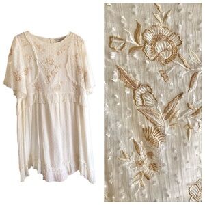 Ranna Gill lightweight short sleeve boho embroidered dress babydoll ruffle
